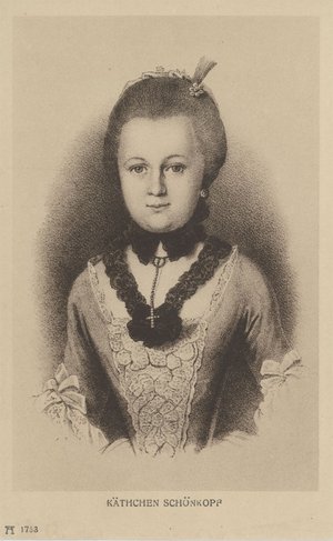 Schönkopf, Anna Katharina Anna Katharina Schönkopf (1746-1810) war die erste große Liebe des Schriftstellers Johann Wolfgang von Goethe. Sie animierte ihn zu seinem ersten Gedichtband »Annette«, der noch handschriftlich Ernst Wolfgang Behrisch niedergeschrieben wurde.