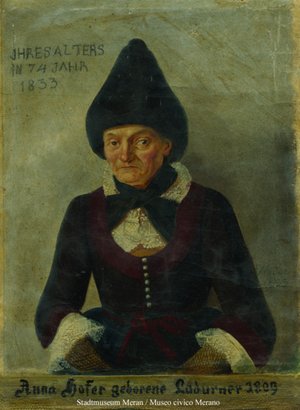 Anna von Hofer (1765-1836) war die Sandwirtin und Ehefrau von Andreas Hofer. Sie wurde zusammen mit ihren Mann und dem ältesten Sohn Johann Stephan durch französische Soldaten gefangengenommen. Anna von Hofer (1765-1836) war die Sandwirtin und Ehefrau von Andreas Hofer. Sie wurde zusammen mit ihren Mann und dem ältesten Sohn Johann Stephan durch französische Soldaten gefangengenommen.