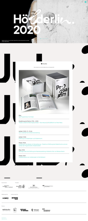 Screenshot der Website https://www.hoelderlin2020.de