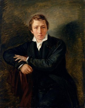 Der Düsseldorfer Schriftsteller Heinrich Heine (!797-1856) von Moritz Daniel Oppenheim im Jahre 1831 gemalt.