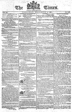 Frontcover der »London Times« vom 12.04.1788.