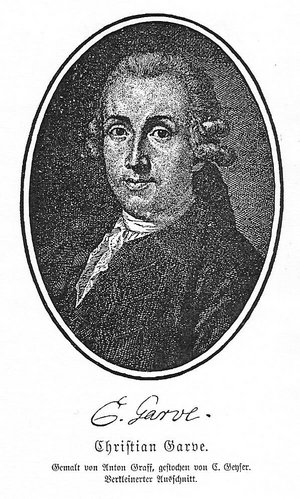 Christian Garve (1742-1798) war Philosoph, Schriftsteller und Übersetzer. Er geriet mit Immanuel Kant in eine hefitge wissenschaftliche Auseinandersetzung. Christian Garve (1742-1798) war Philosoph, Schriftsteller und Übersetzer. Er geriet mit Immanuel Kant in eine hefitge wissenschaftliche Auseinandersetzung.