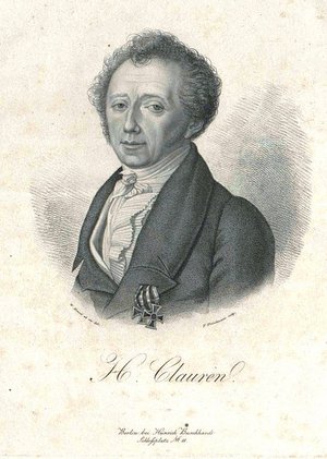 Clauren, Heinrich Heinrich Clauren (1771-1854) war ein populärer zeitgenössischer Schriftsteller von Erzählungen und Lustspielen. Er war auch preußischer Verwaltungsbeamter. Wilhelm Hauff und Heinrich Heine attackierten den vielschreibenden Autor in den 1820er Jahren, was jedoch seiner Popularität keinen Abbruch tat.