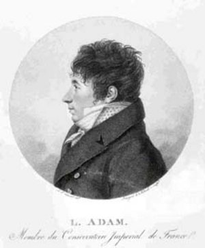 Adam, Louis Louis Adam (1758-1848) war französischer Komponist und Klavierlehrer. Er veröffentlichte 1804 seine Schrift »Méthode de piano du Conservatoire« und war Lehrer seines Sohnes Adophle Adam und von Friedrich Kaltbrenner.